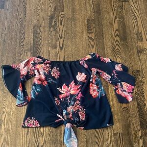 Floral Off-Shoulder Tie-Front Top